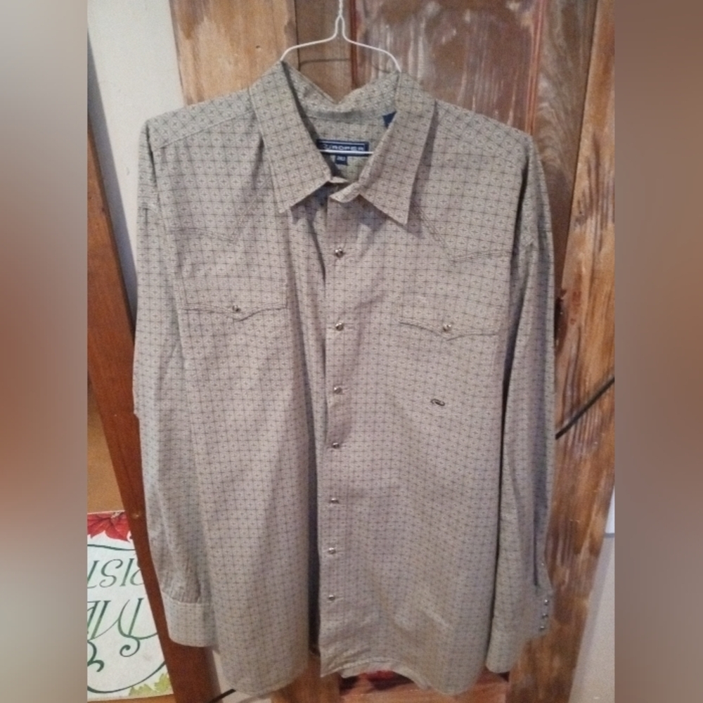 Roper Men's Grey Patterned Button Down Shirt